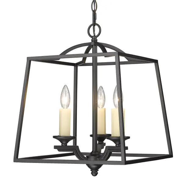 The Athena 3-Light Pendant combines traditional candelabra elegance with a stately lantern frame. Its Natural Black finish offers a softer, organic alternative to standard black, evoking raw natural iron for sophisticated charm.