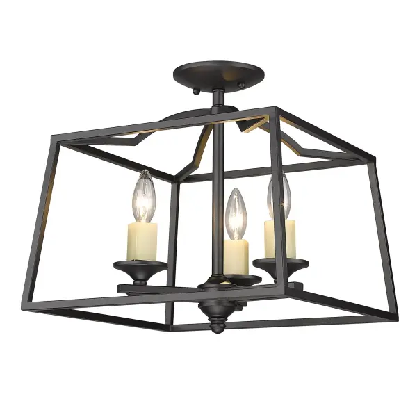 Golden Lighting Athena 3-Light Semi-Flush Mount in Natural Black - Image 1