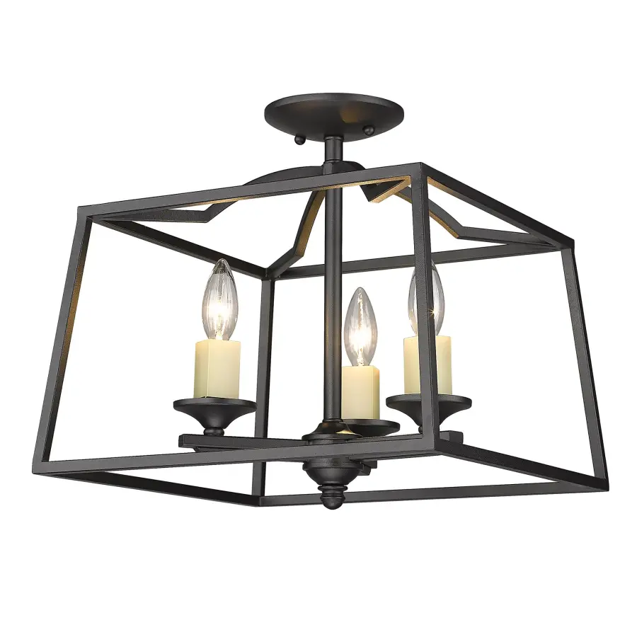Golden Lighting Athena 3-Light Semi-Flush Mount in Natural Black - Image 1