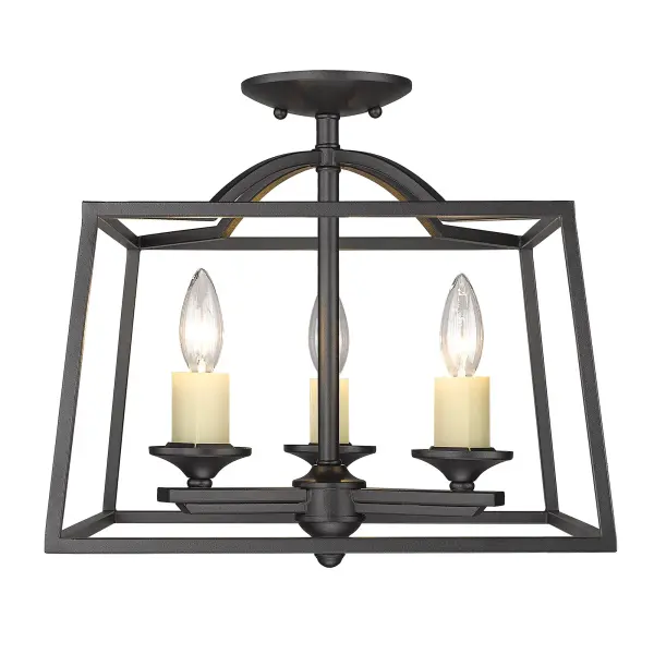 Golden Lighting Athena 3-Light Semi-Flush Mount in Natural Black - Image 2