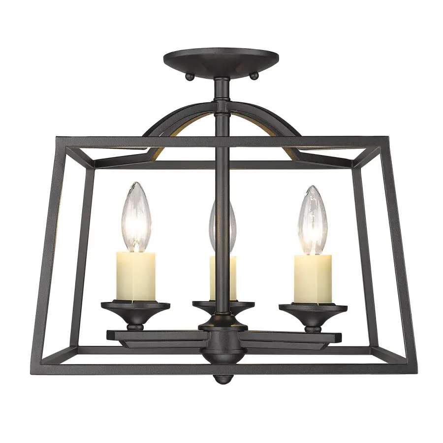 Golden Lighting Athena 3-Light Semi-Flush Mount in Natural Black - Image 2