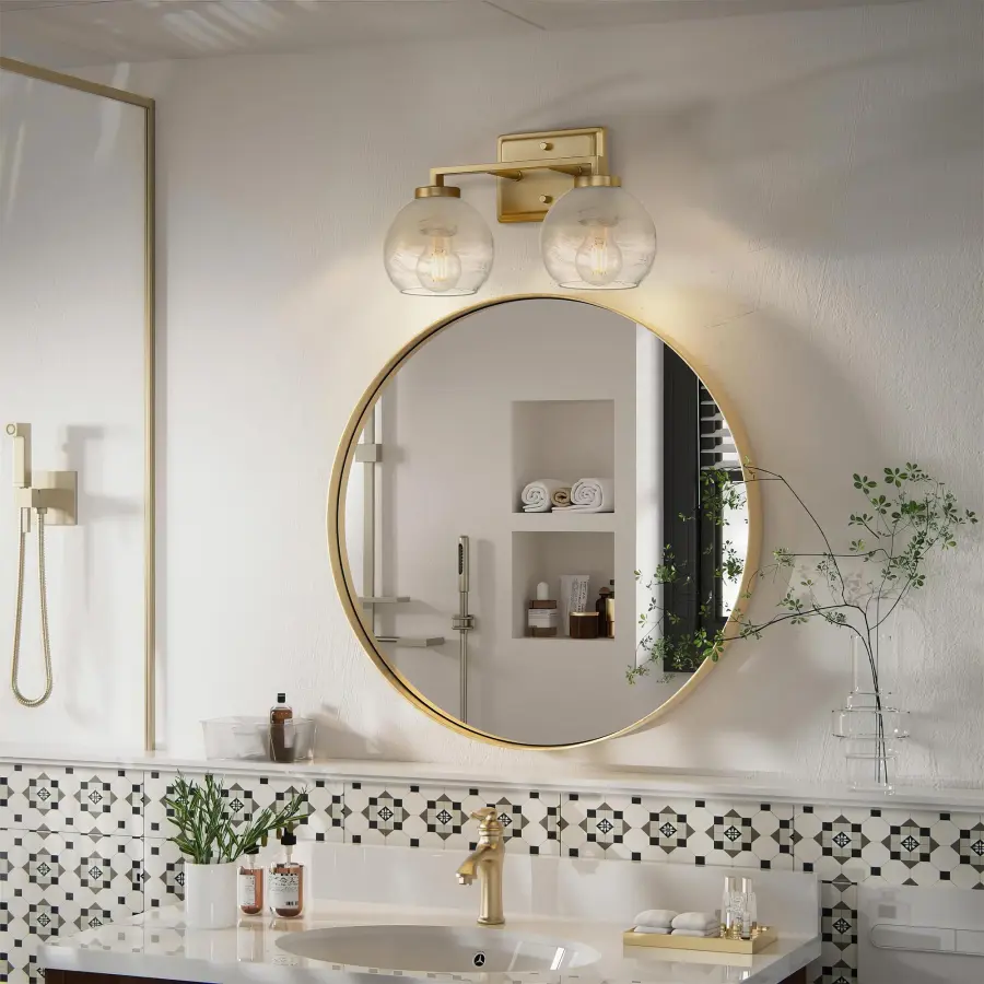 Elegant Glam Vanity Lighting with Sophisticated Champagne Brass Finish - Image 2