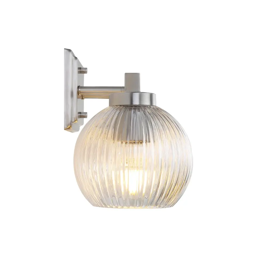 Elliott 3-Light Vanity in Pewter with Clear Ribbed Glass - Image 2