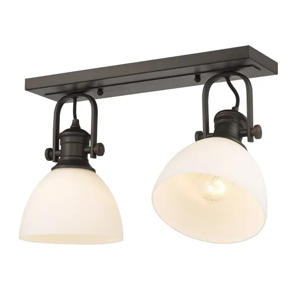 The Hines 2-Light Semi-Flush Mount combines farmhouse charm with practical functionality. Its adjustable directional heads and opal glass shades provide customizable, glare-free illumination perfect for mid-height ceilings.