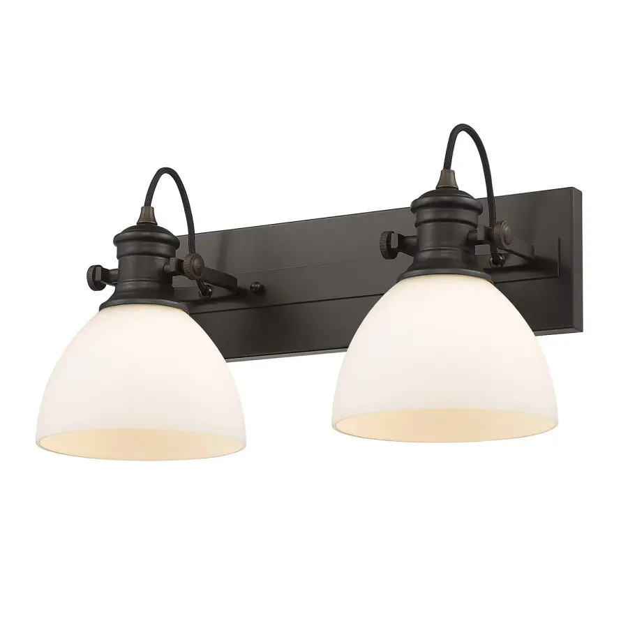 Hines 2-Light Semi-Flush Mount in Rubbed Bronze with Opal Glass - Image 2