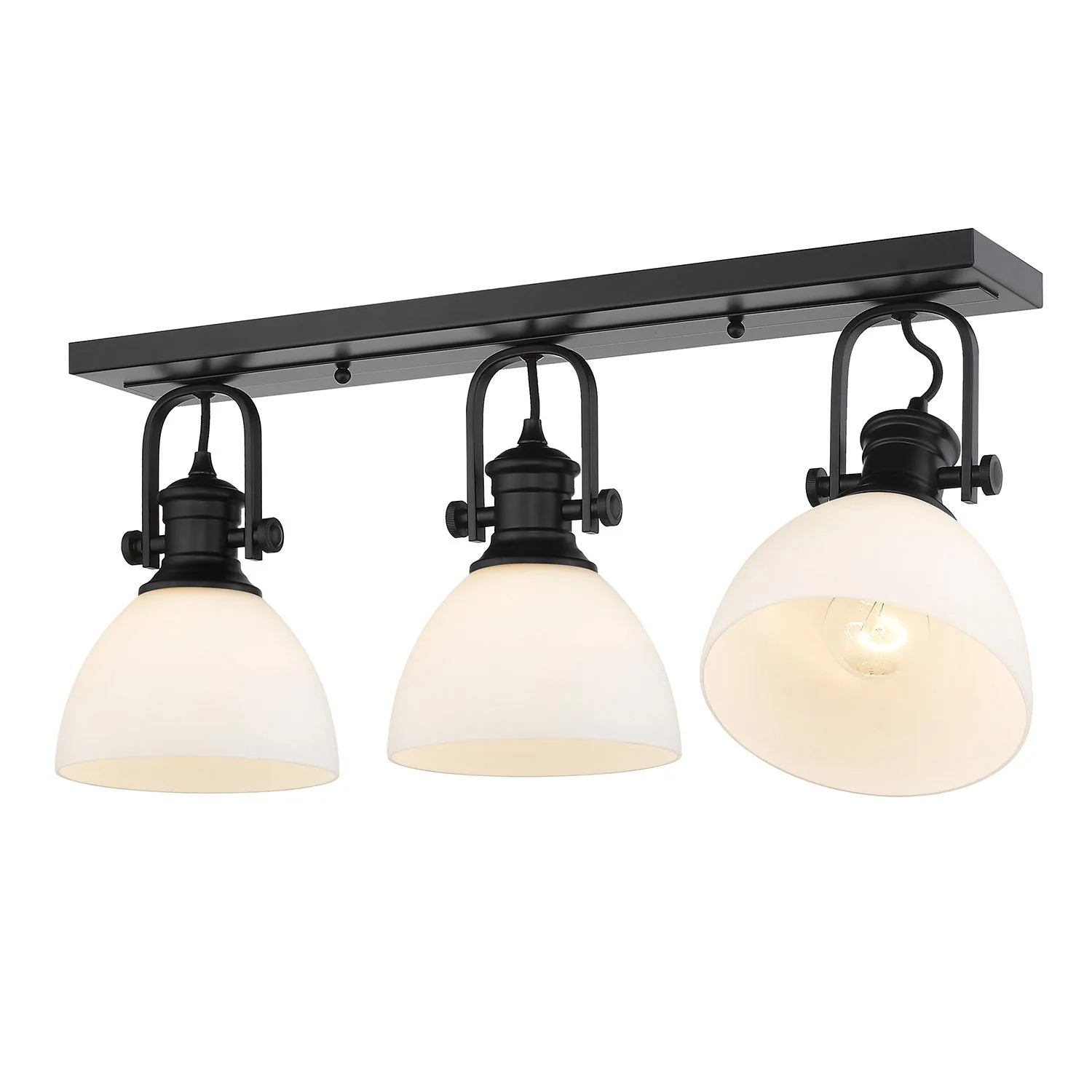 Hines 3-Light Semi-Flush Mount in Matte Black with Opal Glass