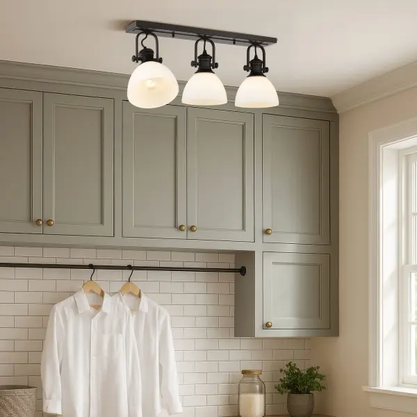 Hines 3-Light Semi-Flush Mount in Matte Black with Opal Glass - Image 3