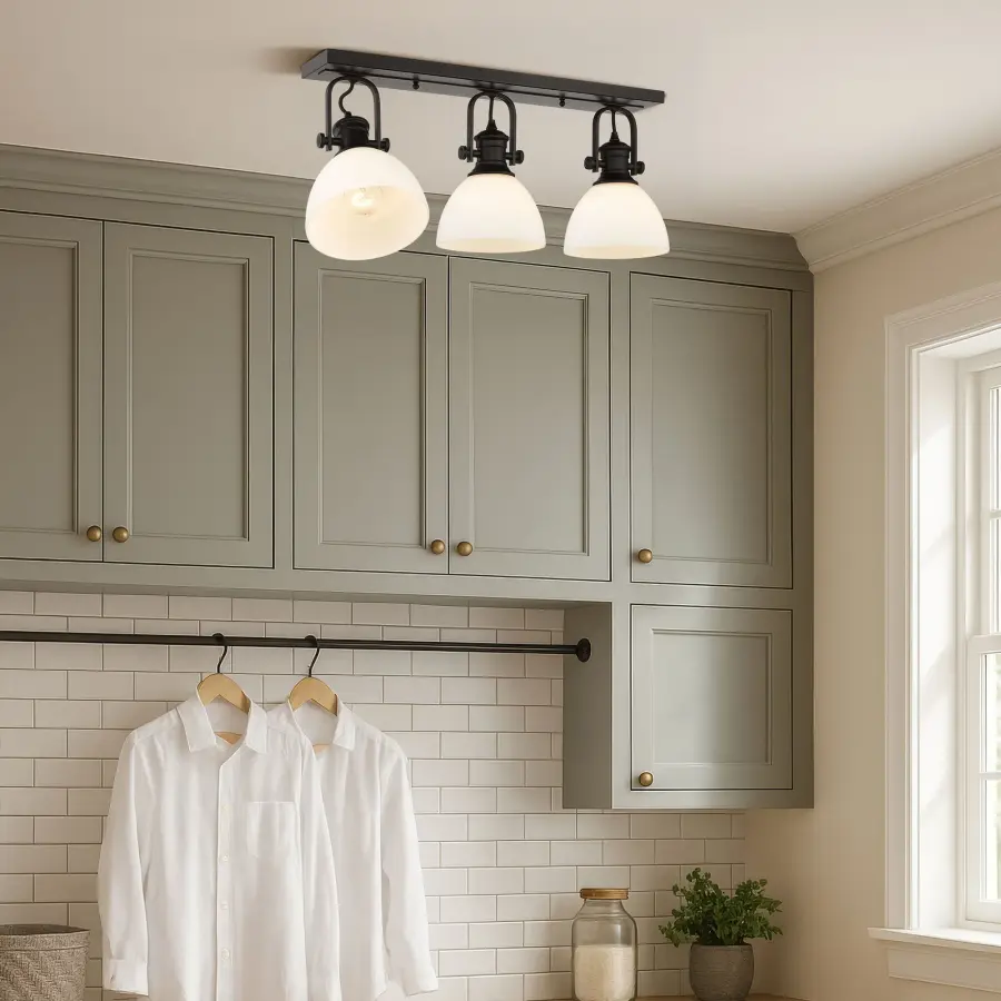 Hines 3-Light Semi-Flush Mount in Matte Black with Opal Glass - Image 3