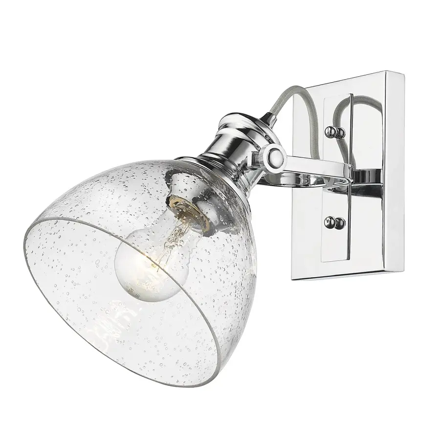 Hines 1-Light Vanity in Chrome with Seeded Glass - Image 1