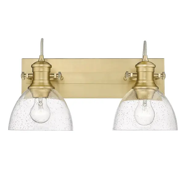 Hines 2-Light Vanity in Brushed Champagne Brass with Seeded Glass - Image 3