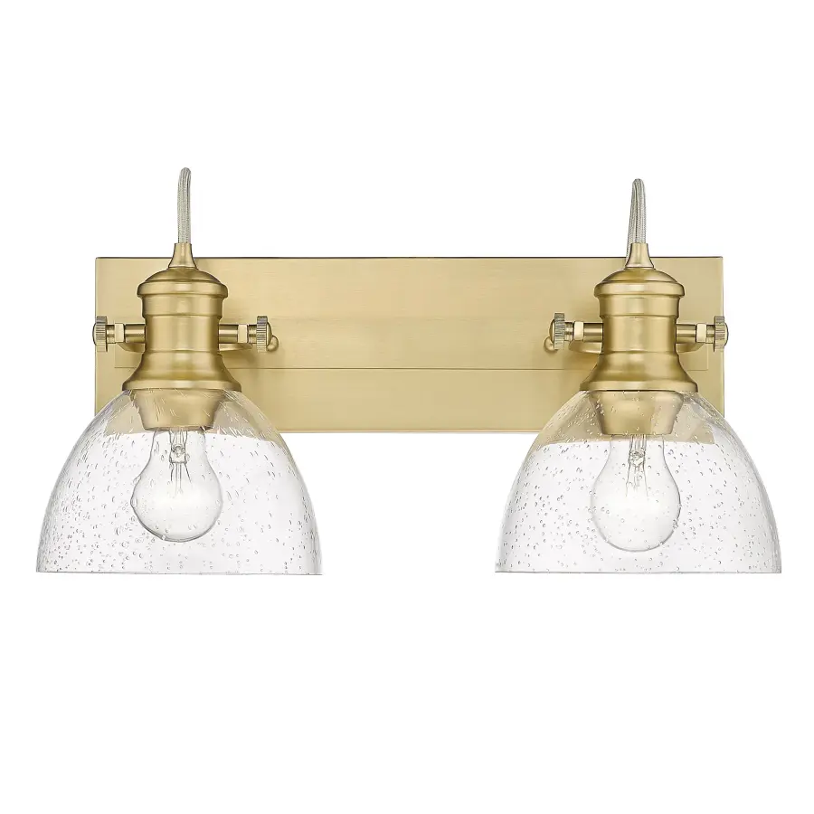 Hines 2-Light Vanity in Brushed Champagne Brass with Seeded Glass - Image 3