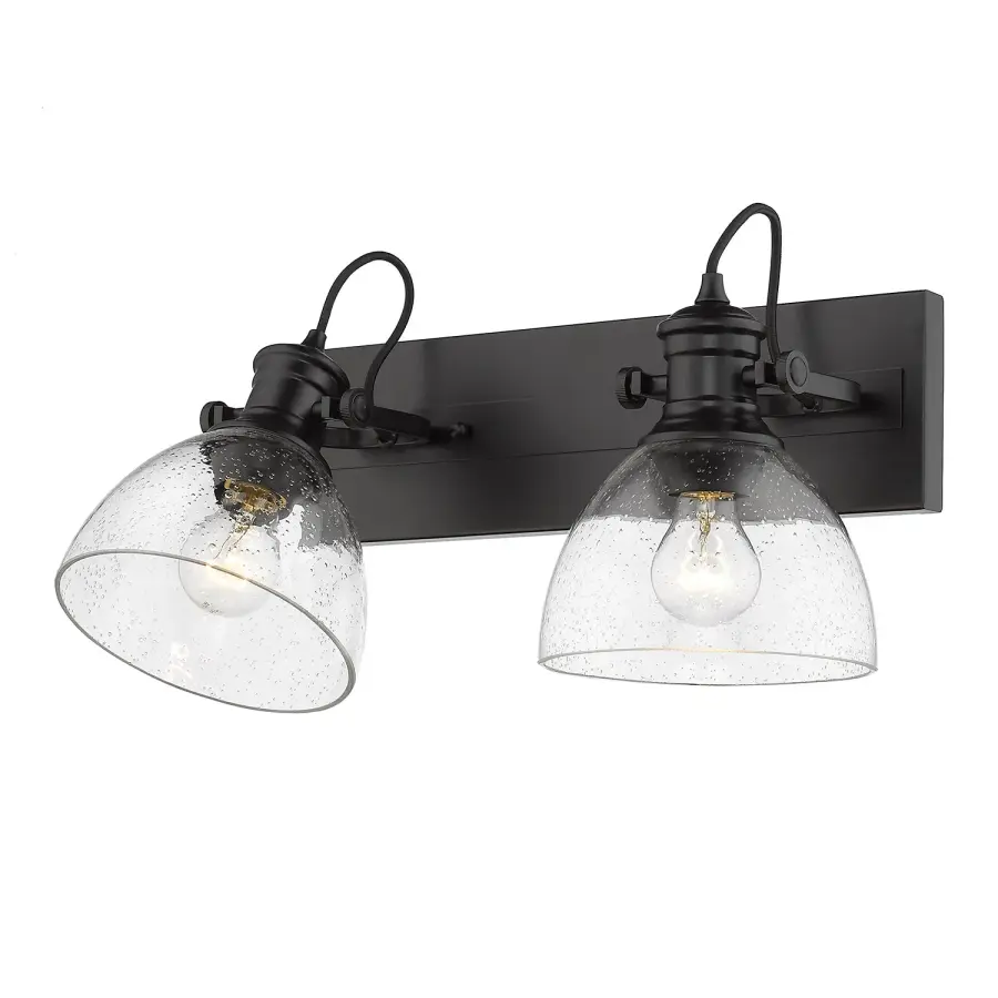 Hines 2-Light Vanity in Matte Black with Seeded Glass - Image 1