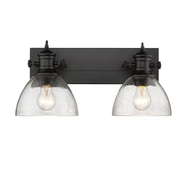 Hines 2-Light Vanity in Matte Black with Seeded Glass - Image 3
