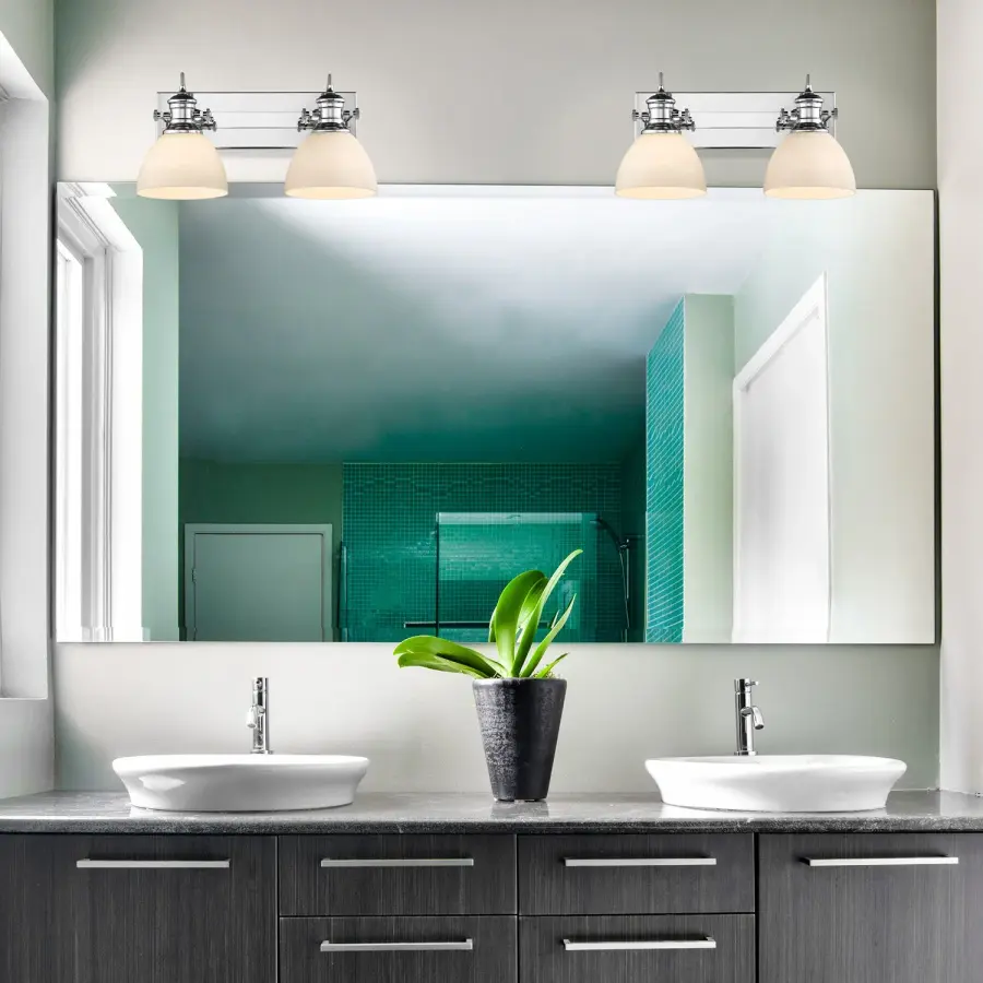 Hines 2-Light Vanity in Chrome and Opal Glass - Image 2