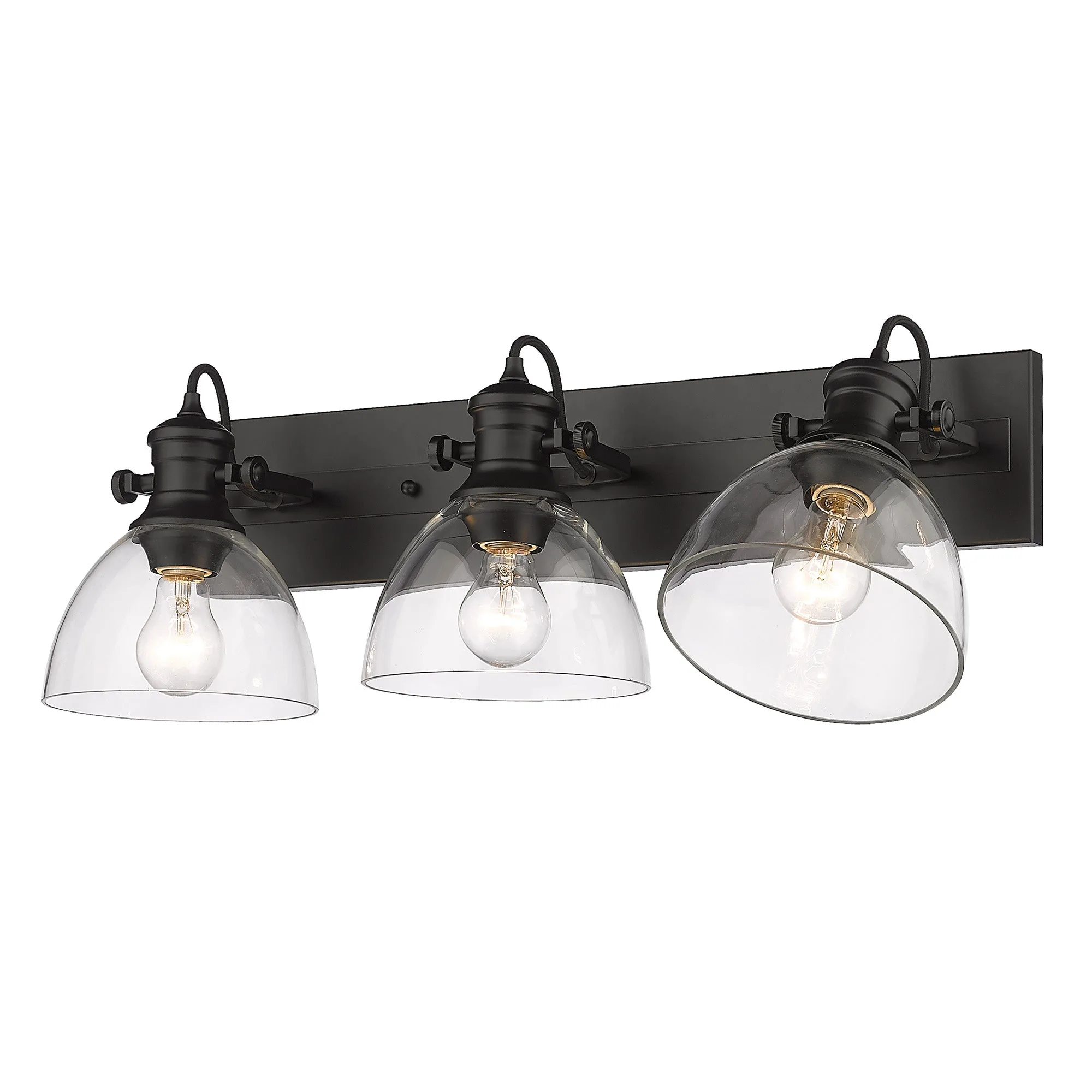 Hines 3-Light Vanity in Matte Black and Clear Glass