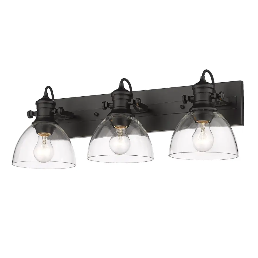 Hines 3-Light Vanity in Matte Black and Clear Glass - Image 3