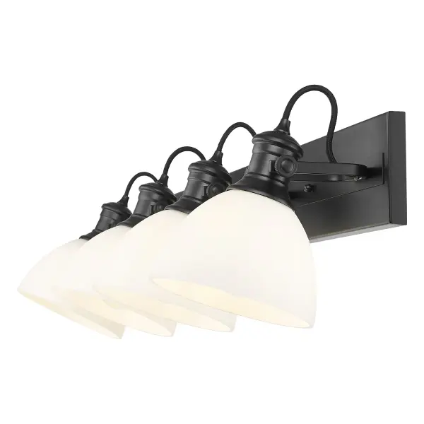 Hines 4-Light Vanity in Matte Black with Opal Glass - Image 3