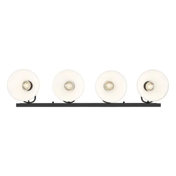 Hines 4-Light Vanity in Matte Black with Opal Glass - Image 4