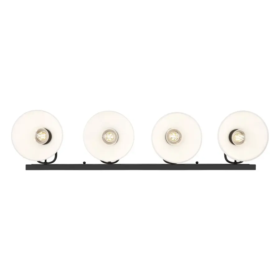 Hines 4-Light Vanity in Matte Black with Opal Glass - Image 4