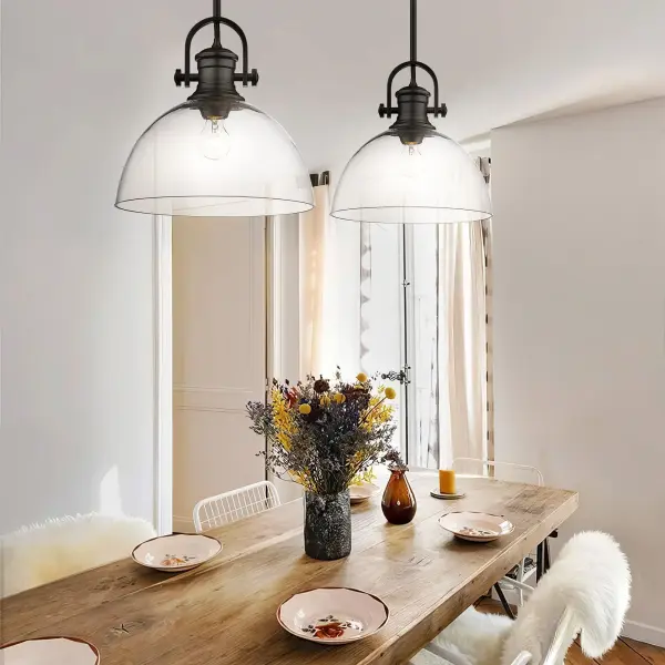 Hines 1-Light Pendant in Matte Black with Clear Glass - Image 4