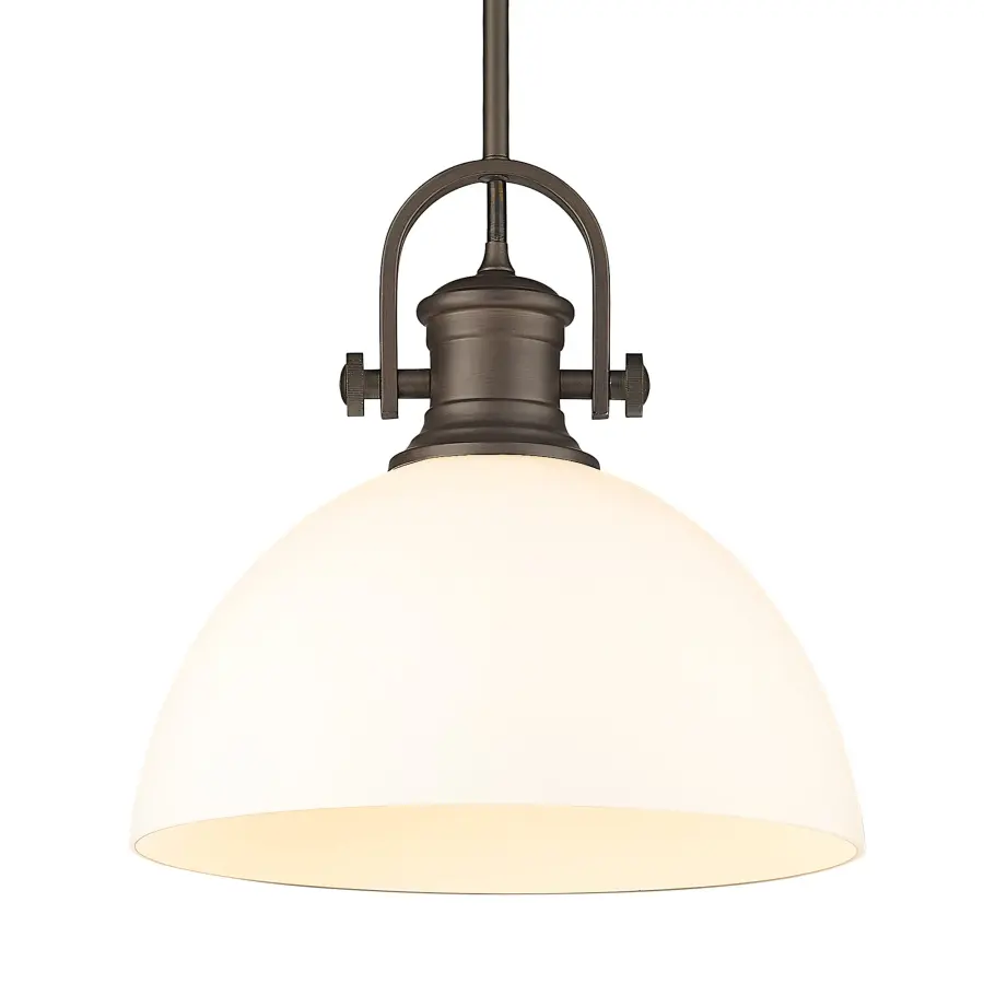 Hines 1-Light Pendant in Rubbed Bronze with Opal Glass - Image 1