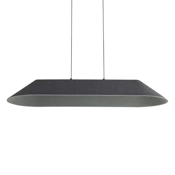 The Faroe Island Light combines contemporary design with innovative acoustic dampening felt shades. Its integrated LED technology delivers warm, glare-free illumination while the textured black and grey finish adds visual depth and tactile warmth to modern spaces.
