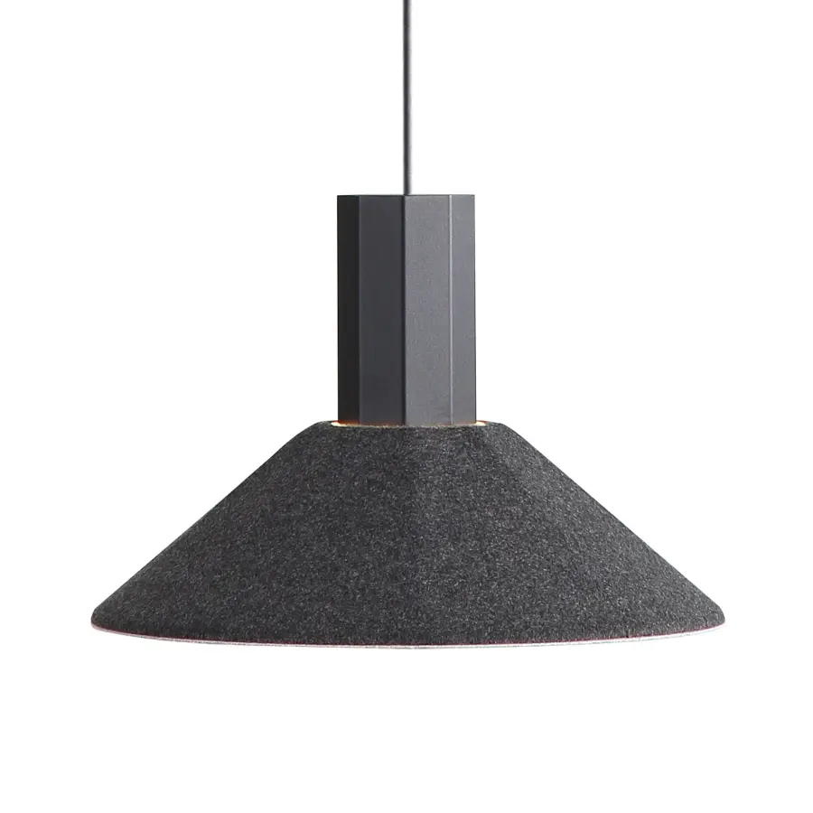 Golden Lighting Faroe 13" Integrated LED Pendant in Flecked Black/Grey Felt - Image 1