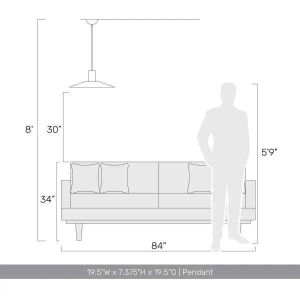 Golden Lighting Faroe 20" Integrated LED Pendant in Coffee/Black Felt - Image 3