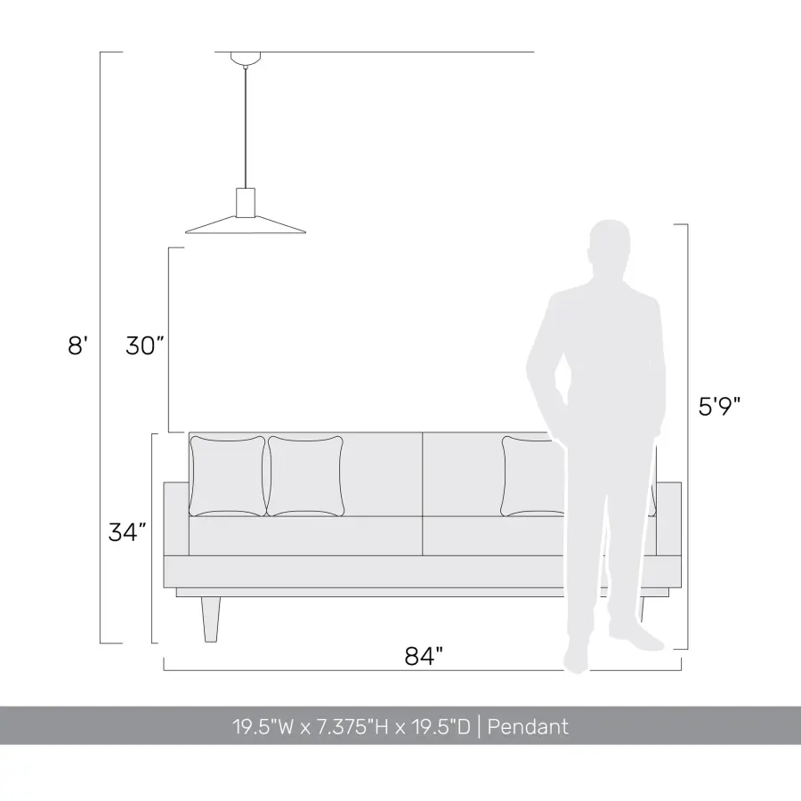 Golden Lighting Faroe 20" Integrated LED Pendant in Coffee/Black Felt - Image 3