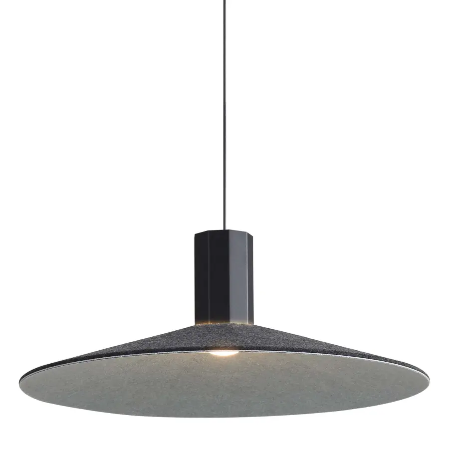 Golden Lighting Faroe 20" Integrated LED Pendant in Flecked Black/Grey Felt - Image 1