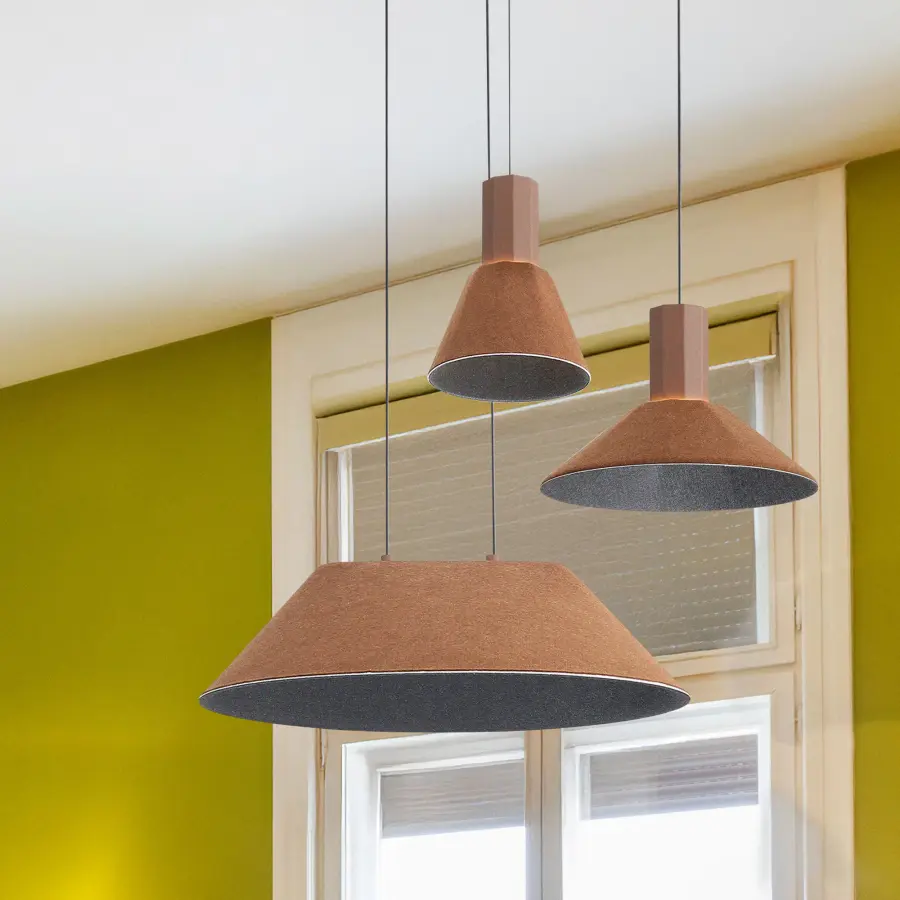 Golden Lighting Faroe 21" Integrated LED Pendant in Coffee/Black Felt - Image 4