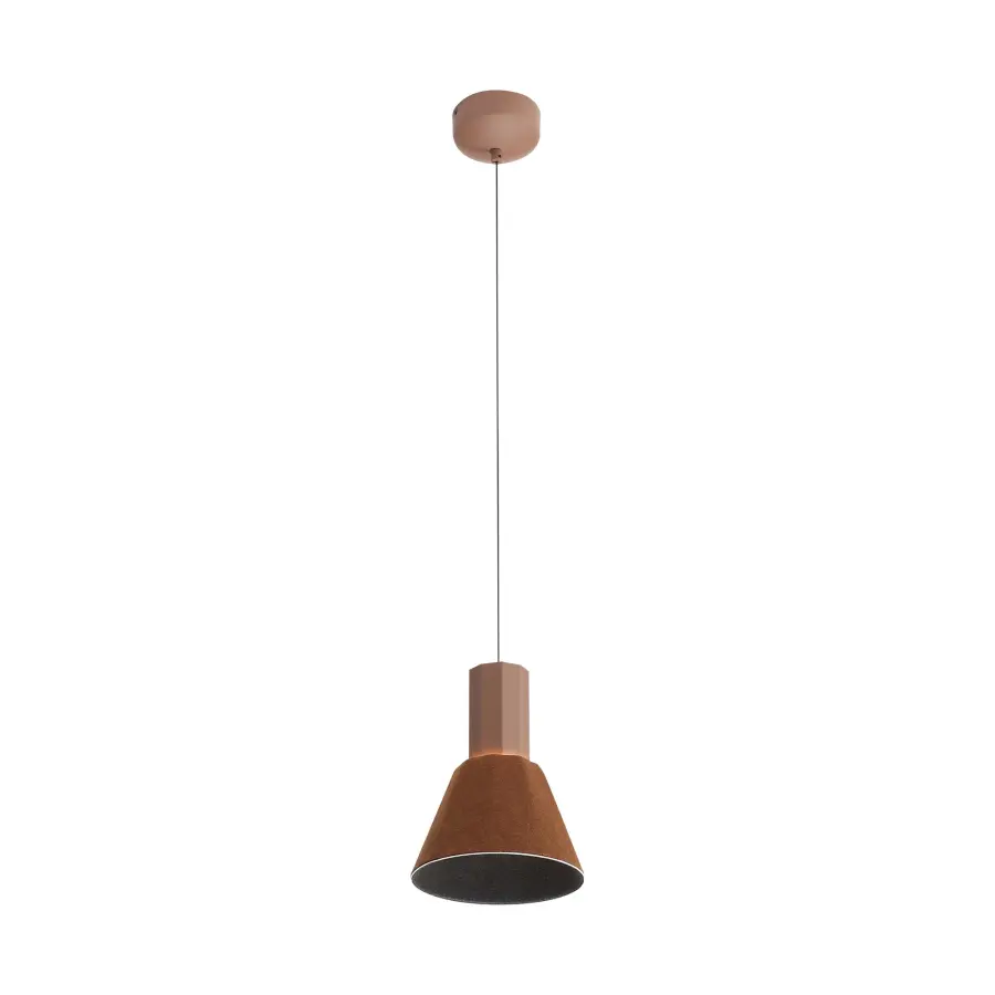 Golden Lighting Faroe 8" Integrated LED Pendant in Coffee/Black Felt - Image 4