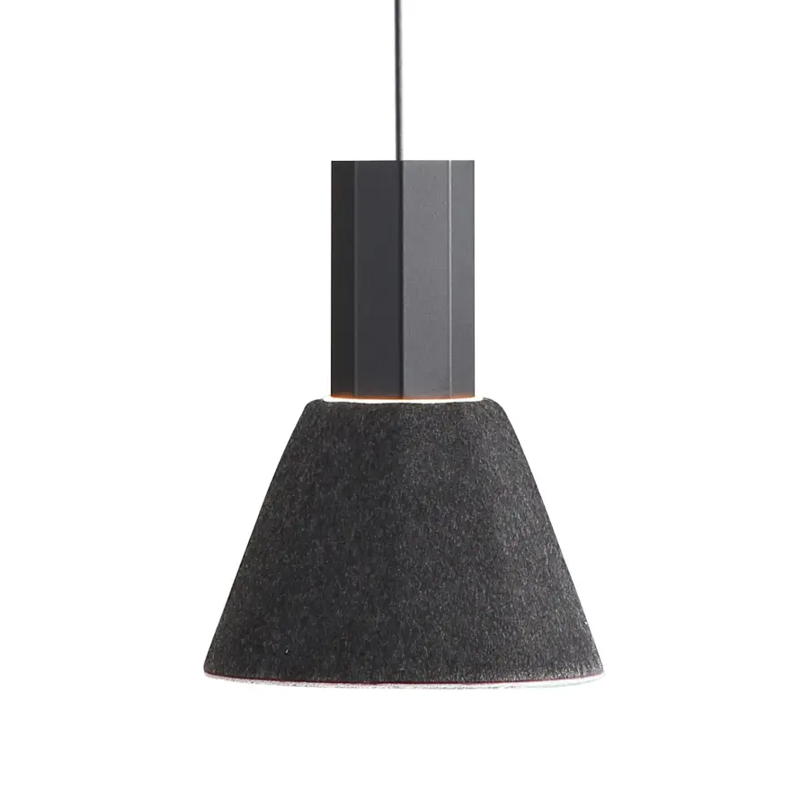 Golden Lighting Faroe 8" Integrated LED Pendant in Flecked Black/Grey Felt - Image 1