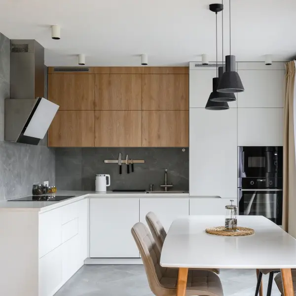 The Faroe pendant combines modern design with acoustic functionality, featuring a dual-toned felt shade that reduces noise while providing warm, focused illumination. Perfect for intimate spaces requiring both style and sound dampening. - alternate view