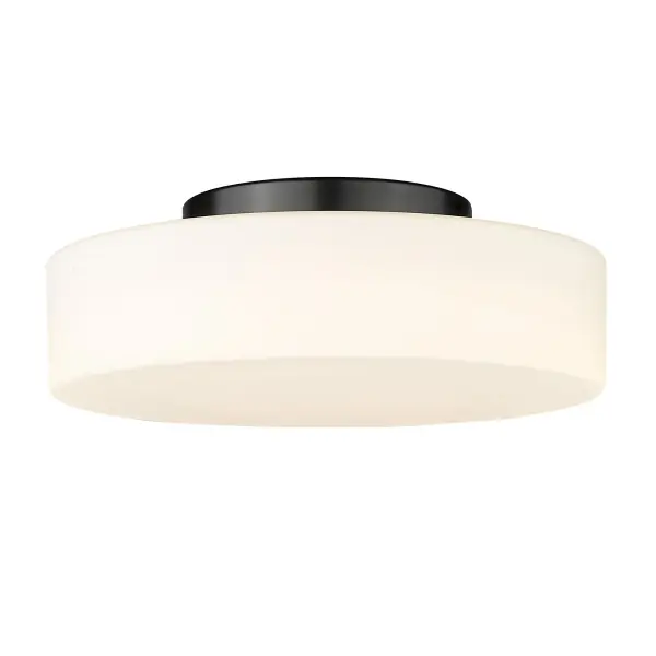 Bring clean, modern style into your home with the Wry Lighting Toli Integrated LED Flush Mount. Featuring an Opal Glass shade and a Matte Black frame, it creates a welcoming atmosphere. The Opal Glass shade offers a beautiful, luminous glow, designed to diffuse light evenly for a soft, glare-free ambiance—perfect for contemporary interiors. Its smooth finish adds a timeless quality suitable for various decor styles. The Matte Black finish provides an elegant, versatile look that absorbs light for a sophisticated effect, enhancing the overall design of the fixture. Ideal for low ceilings, this fixture is Damp Location Rated, making it suitable for areas like bathrooms and entryways. Its compact design ensures wide illumination, making it a practical solution for various spaces. Overall Dimensions: 12"W x 4"H x 12"D, utilizing Integrated LED Technology to provide 960 lumens with a warm 3000K glow. Illuminate your home with this striking flush mount that perfectly balances form and function, elevating the quality of your space. Collection: Toli Finish: Matte Black Glass: Opal Glass Width: 12.00" Height: 4.00" Length: 12.00" Weight: 4.00 lb Extension from Wall: 12.00" Canopy: 6.25"W x 6.25"H x 1.13"D Bulbs Included Number of Bulbs: 1 Maximum Wattage: 16.00 W Bulb Type: Panel Light Source: LED Dimmable Voltage: 120.00 V Country of Origin: China Safety Listing: ETL LED Manufacturer Warranty: 5 Year Limited