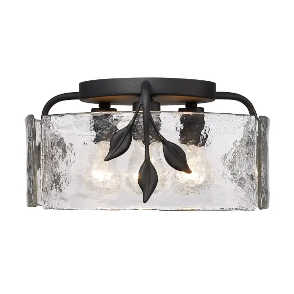 Golden Lighting Calla 3-Light Flush Mount in Natural Black - Image 1