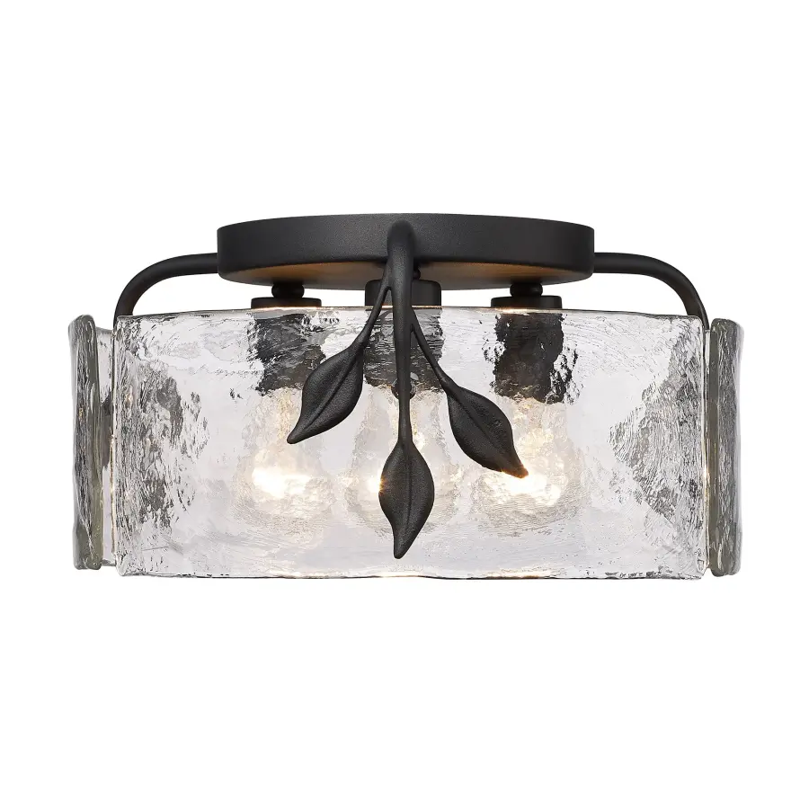 Golden Lighting Calla 3-Light Flush Mount in Natural Black - Image 1