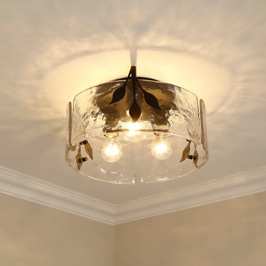Golden Lighting Calla 3-Light Flush Mount in Natural Black - Image 5