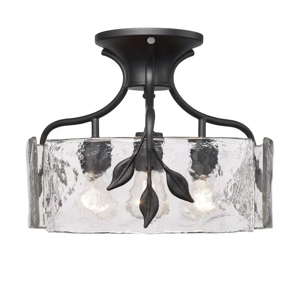 Golden Lighting Calla 3-Light Semi-Flush Mount in Natural Black - Image 1
