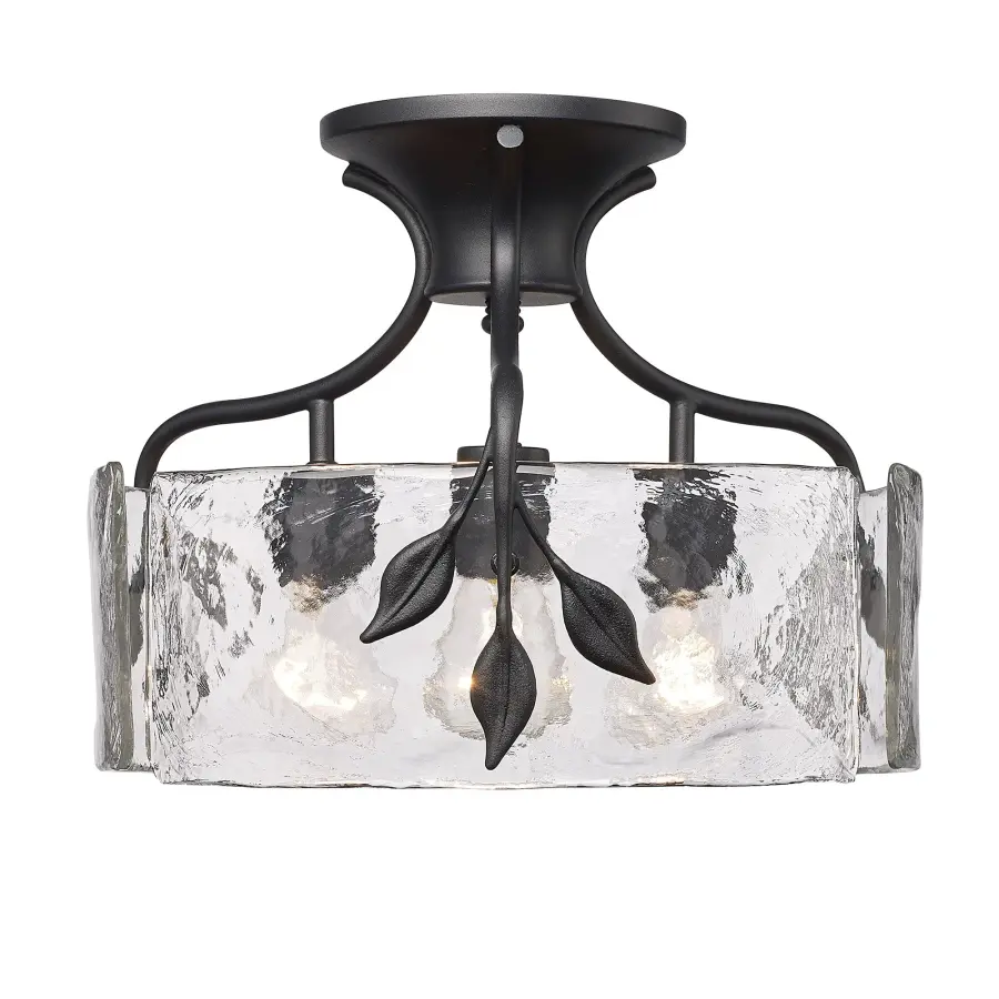 Golden Lighting Calla 3-Light Semi-Flush Mount in Natural Black - Image 1