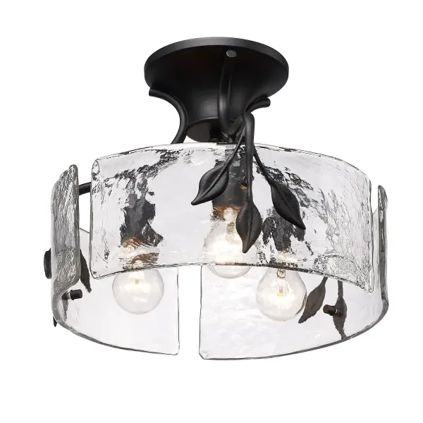 Golden Lighting Calla 3-Light Semi-Flush Mount in Natural Black - Image 3