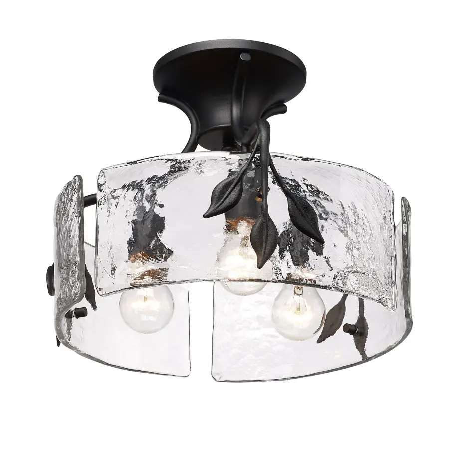 Golden Lighting Calla 3-Light Semi-Flush Mount in Natural Black - Image 3