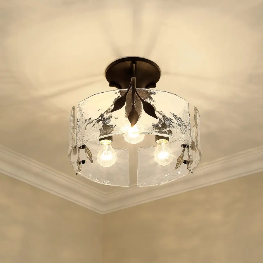 Golden Lighting Calla 3-Light Semi-Flush Mount in Natural Black - Image 6