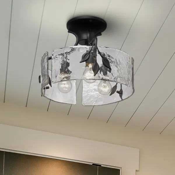 Golden Lighting Calla 3-Light Semi-Flush Mount in Natural Black - Image 7