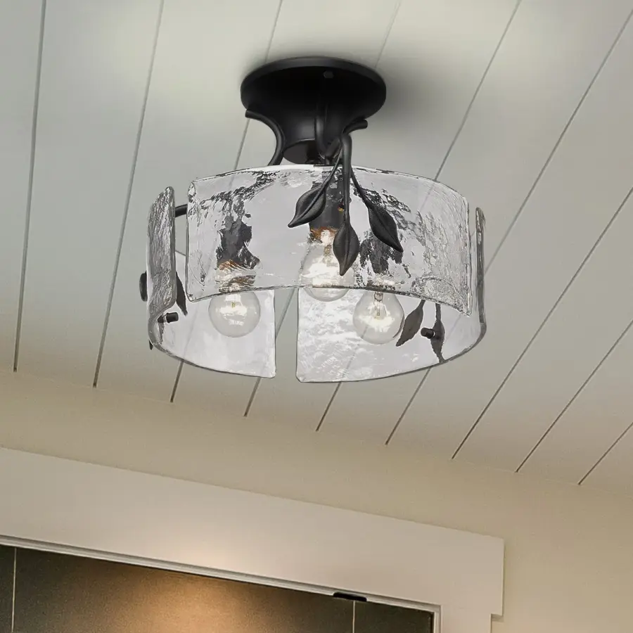 Golden Lighting Calla 3-Light Semi-Flush Mount in Natural Black - Image 7