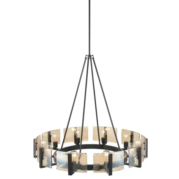 Aenon 10-Light Chandelier in Matte Black with Amber Water Glass - Image 5