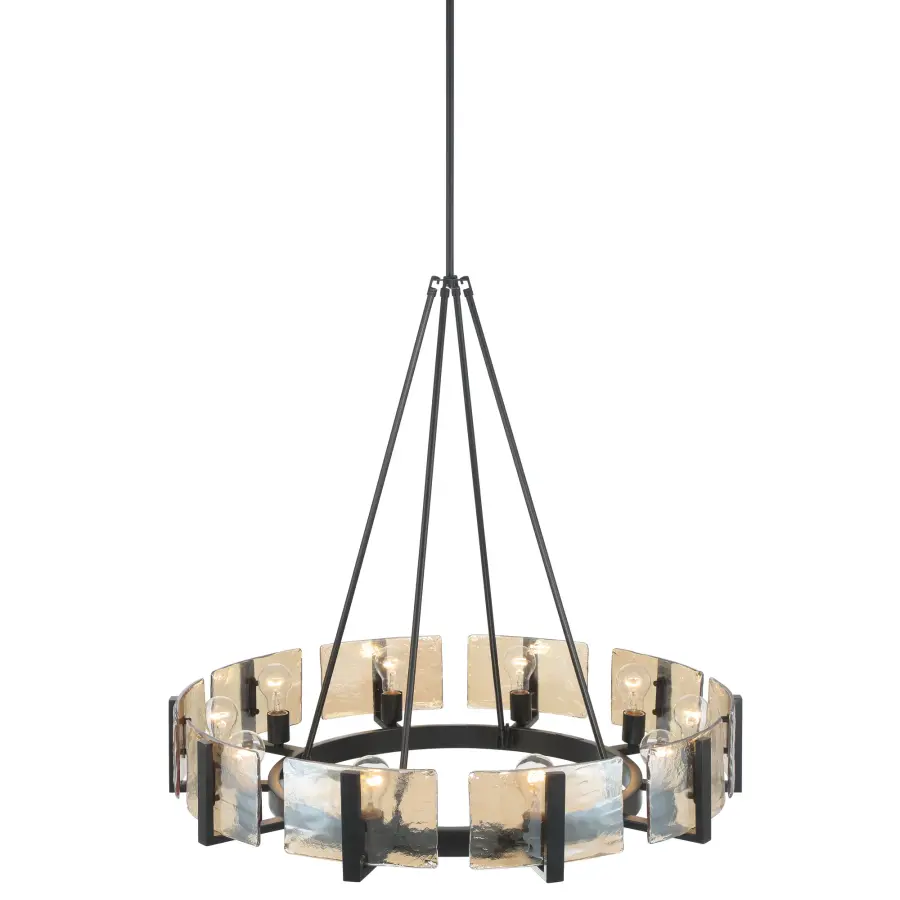 Aenon 10-Light Chandelier in Matte Black with Amber Water Glass - Image 5