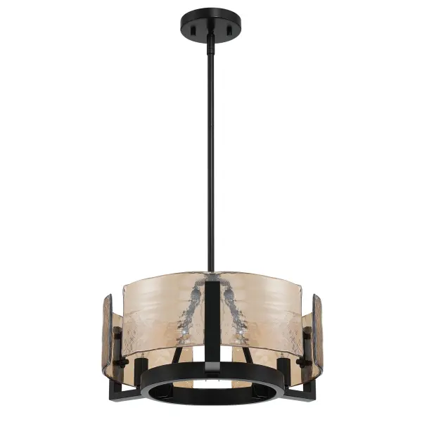 Aenon 3-Light Chandelier in Matte Black with Amber Water Glass - Image 3