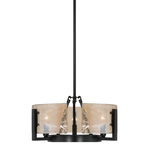 Aenon 3-Light Chandelier in Matte Black with Amber Water Glass - Image 4