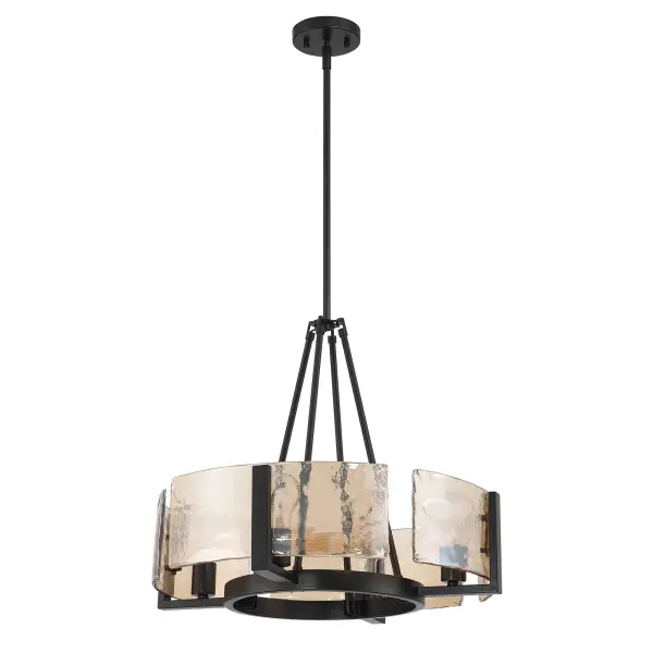 Aenon 4-Light Chandelier in Matte Black with Amber Water Glass - Image 3